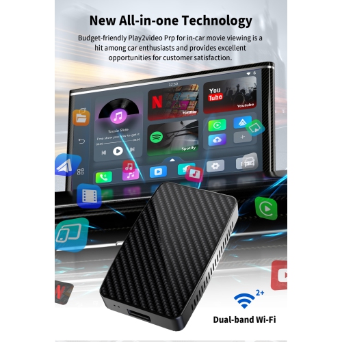 Wireless CarPlay+Android Auto 2-in-1 Smart Car Box with Built-in YouTube/Netflix Apps | Dual-core Processor| Plug-and-Play|Compatible with Original