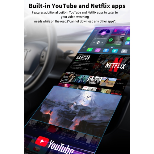 Wireless CarPlay+Android Auto 2-in-1 Smart Car Box with Built-in YouTube/Netflix Apps | Dual-core Processor| Plug-and-Play|Compatible with Original