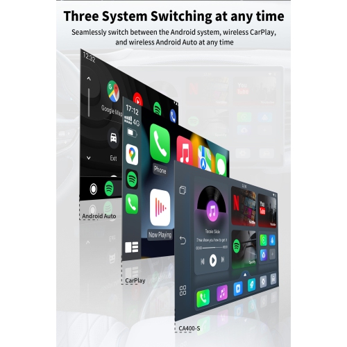 Wireless CarPlay+Android Auto 2-in-1 Smart Car Box with Built-in YouTube/Netflix Apps | Dual-core Processor| Plug-and-Play|Compatible with Original