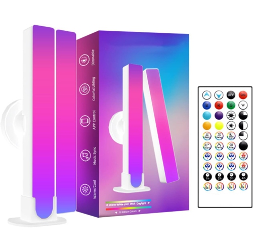 Smart LED Light Strip, RGBIC Flowing Light Strip, Music Sync Gaming Light Strip with Bluetooth App for Entertainment, PC, TV, Picture, White 2-Pack