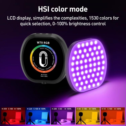 Multifunctional magnetic pocket fill light, magnetic fill light, LED video mobile phone fill light, atmosphere light camera pocket light - RGB light