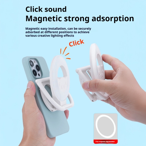 Lampe d'appoint magnétique chaude à trois couleurs, anneau lumineux LED rechargeable, lampe de caméra portative pour iPhone, lampe de photographie