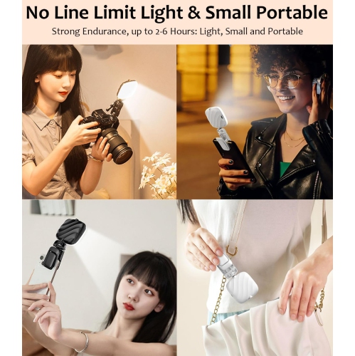 49-LED Beauty Fill Light | Portable Mini Desktop Photography Light for Phones, Cameras, Live Streaming, and Tablets - Black [Clip-On or Hanging]