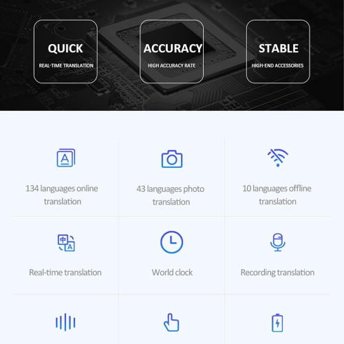 Smart translator: offline translation in 10 countries, 134 languages, WIFI photo recording and smart voice translation machine
