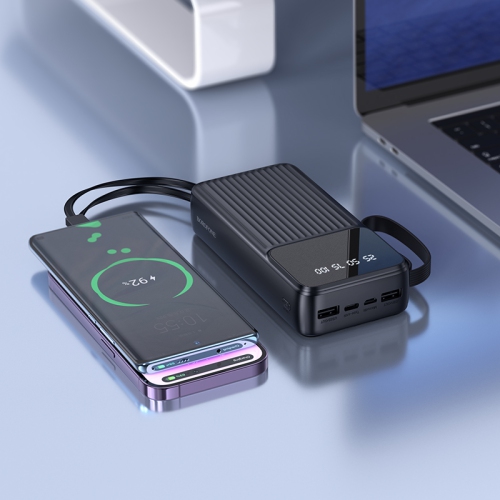 Chargeur portable intelligent BBBBoundone 20000 mAh 76 A - 2 ports USB - avec câbles de type C, 8 broches et micro USB noirs