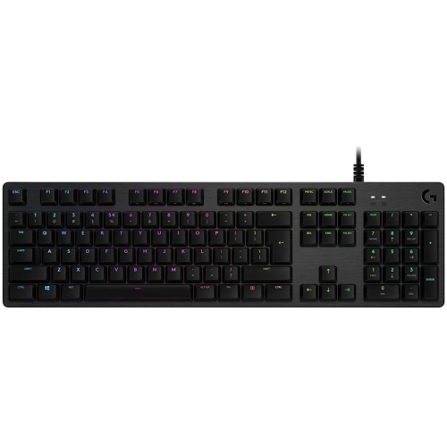 Logitech G512 Lightsync RGB Mechanical Gaming Keyboard, Carbon English Layout GX Blue Switch, Brushed Aluminum Case, USB Pass Through