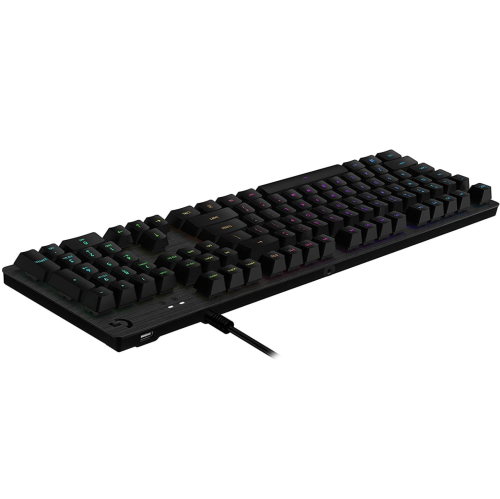 Logitech G512 Lightsync RGB Mechanical Gaming Keyboard, Carbon English Layout GX Blue Switch, Brushed Aluminum Case, USB Pass Through