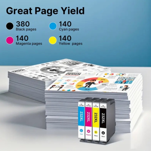 232XL 232 Ink Cartridges Combo Pack Replacement for Epson 232 T232XL 232XL Works with Expression Home XP-4200 XP-4205 XP4205 Workforce WF-2950