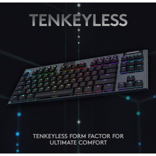 Logitech G915 TKL Tenkeyless Lightspeed Wireless RGB Mechanical Gaming Keyboard, Low Profile Tactile Switch, LIGHTSYNC RGB - Tactile - Black