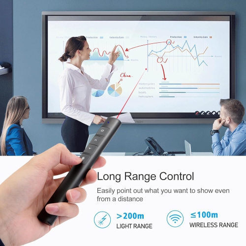 Wireless Presentation Clicker, 50M Range with Hyperlink & Volume Control for PowerPoint Slideshow