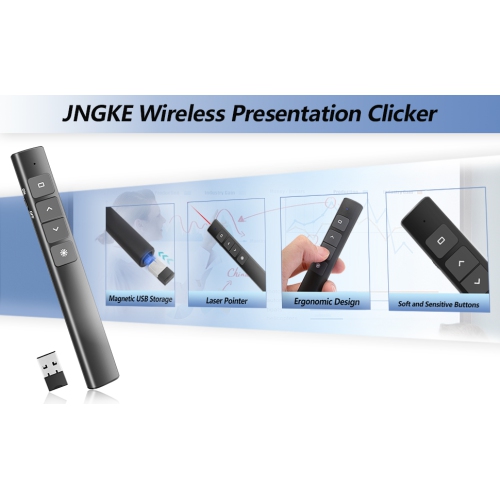 Wireless Presentation Clicker, 50M Range with Hyperlink & Volume Control for PowerPoint Slideshow