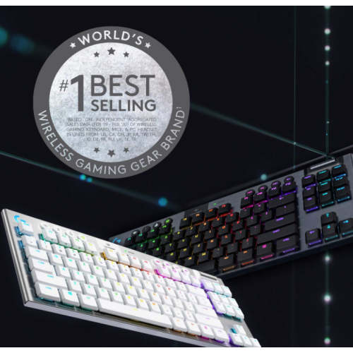 Logitech G915 TKL Tenkeyless Lightspeed Wireless RGB Mechanical Gaming Keyboard, Low Profile Switch Options, LIGHTSYNC RGB - Tactile - White