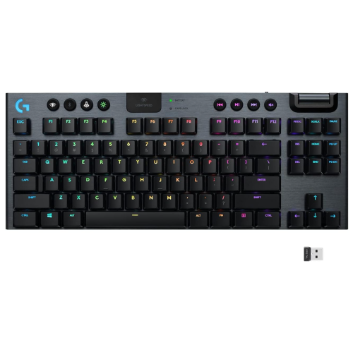 Logitech G915 TKL Tenkeyless Lightspeed Wireless RGB Mechanical Gaming Keyboard, Low Profile Clicky Switch, LIGHTSYNC RGB - Clicky - Black
