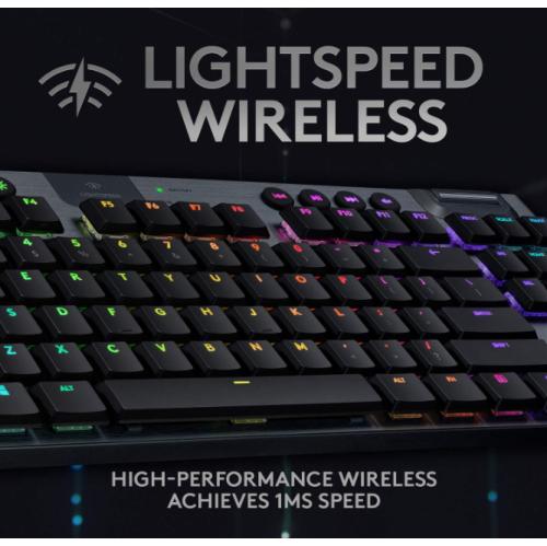 Logitech G915 TKL Tenkeyless Lightspeed Wireless RGB Mechanical Gaming Keyboard, Low Profile Clicky Switch, LIGHTSYNC RGB - Clicky - Black