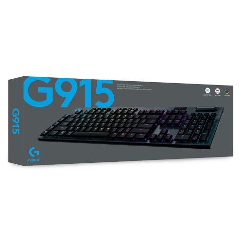 Logitech G915 LIGHTSPEED RGB Mechanical Gaming Keyboard, Low Profile GL Clicky Key Switch, LIGHTSYNC RGB - Clicky - Black