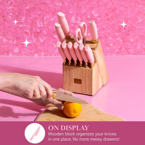 Ensemble de couteaux PH 12 pièces avec bloc, ustensiles en acier inoxydable à haute teneur en carbone, lames de précision et poignées ergonomiques,