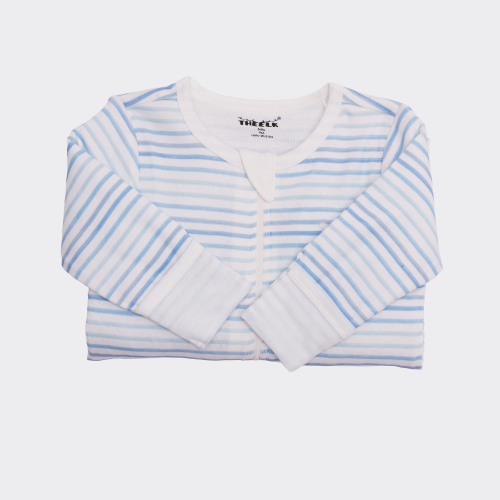 The Elk Baby Premium Organic Cotton Whale/ Stripe Sleep and Grow Zippy