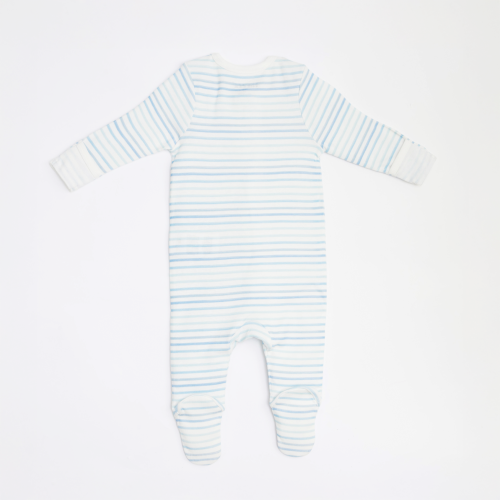 The Elk Baby Premium Organic Cotton Whale/ Stripe Sleep and Grow Zippy