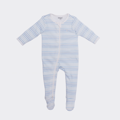 The Elk Baby Premium Organic Cotton Whale/ Stripe Sleep and Grow Zippy