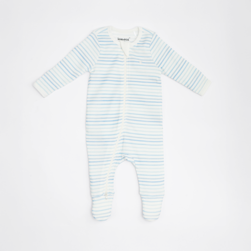 The Elk Baby Premium Organic Cotton Whale/ Stripe Sleep and Grow Zippy