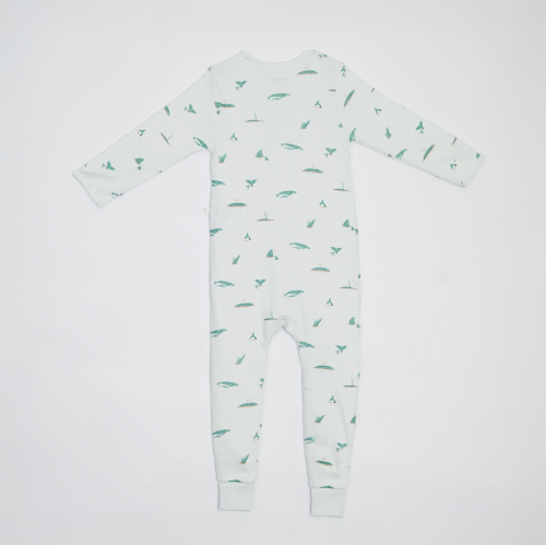 The Elk Baby Premium Organic Cotton Whale Play and Grow Rib Foot Zippy