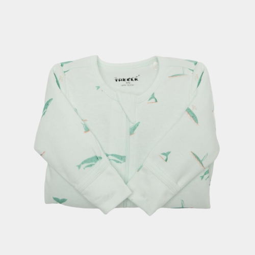 The Elk Baby Premium Organic Cotton Whale Play and Grow Rib Foot Zippy