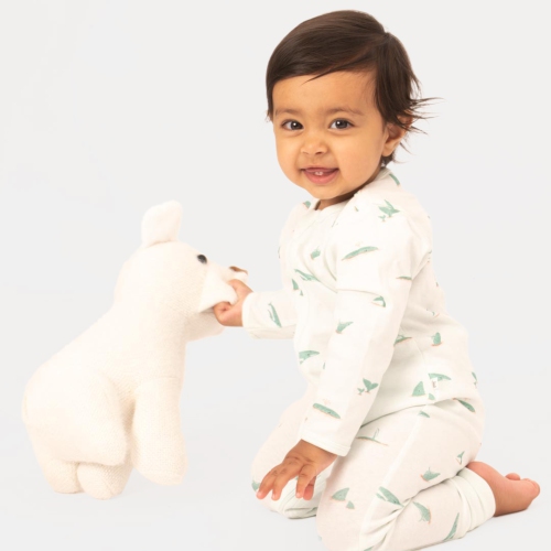 The Elk Baby Premium Organic Cotton Whale Play and Grow Rib Foot Zippy