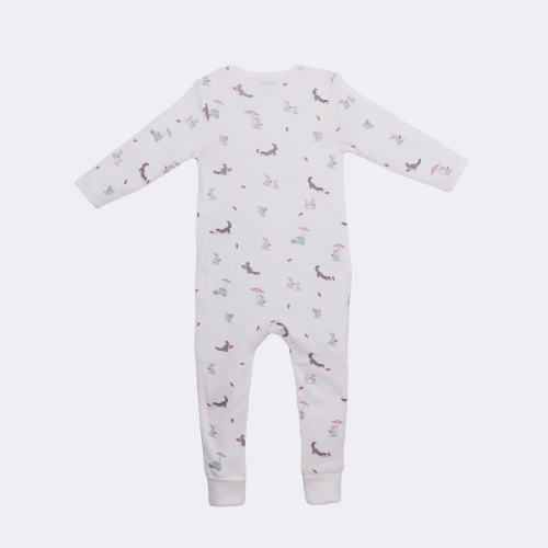 The Elk Baby Premium Organic Cotton Racoon Play and Grow Rib Foot Zippy
