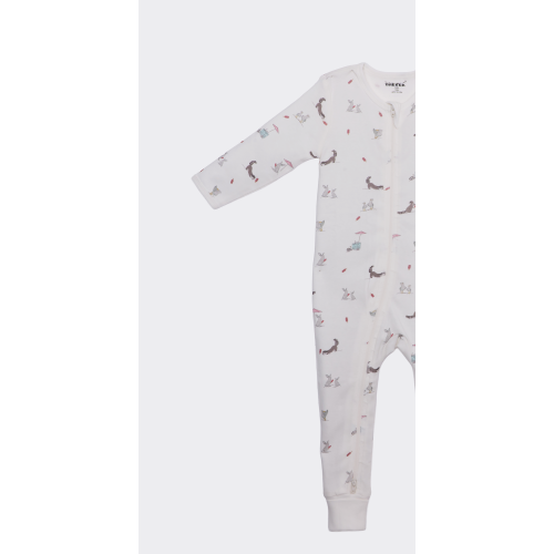 The Elk Baby Premium Organic Cotton Racoon Play and Grow Rib Foot Zippy