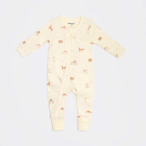 THE ELK BABY  Premium Organic Cotton Dog Play And Grow Rib Foot Zippy