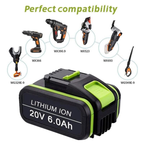 DR. BATTERY 20V 6Ah Battery for Worx Cordless Tools – Compatible with WA3014, WA3516, WA3550.1, WA3551, WA3553, WA3560, WA3570, WX921, WX845.9,