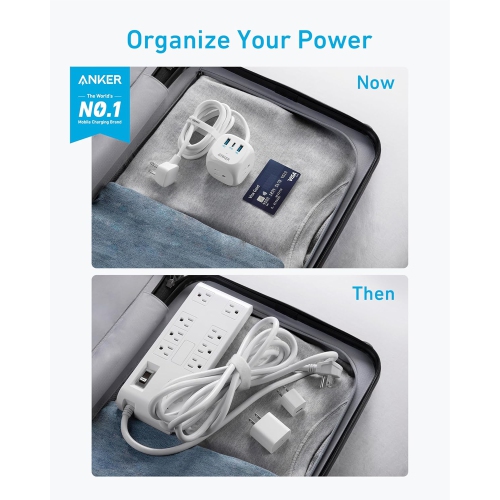 Barre d'alimentation USB-C 321 d'Anker, chargement rapide 20 W avec 3 prises, ports USB, rallonge 5 pi – pour iPhone 13/14, bureau à