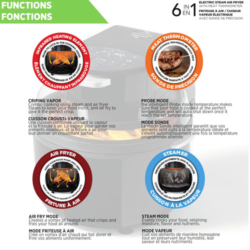 Heritage Infrared Steam Air Fryer - 4.3L/4.5Qt - Black