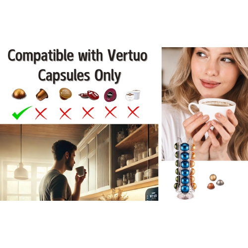 Support à capsules de café, compatible avec Vertuo, non vendu ou créé par Vertuo, capacité maximale de 24 dosettes, support rotatif pour dosettes de