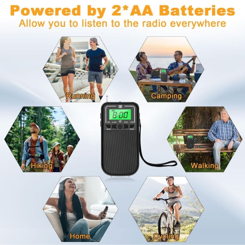 Radio AM FM portative SW, radio à transistor avec écran LCD, haut-parleur puissant, lampe de poche LED, radio à piles pour utilisation extérieure et