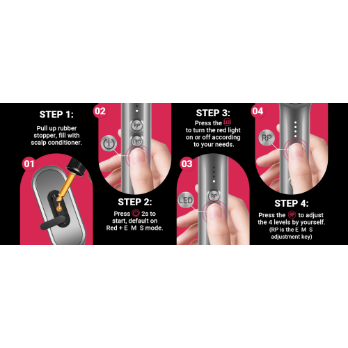Peigne de croissance des cheveux - Red Light Therapy Electric Massage Peb Anti-Hair Loss Head Massage Brush pour Femme et Homme Soin du cuir chevelu