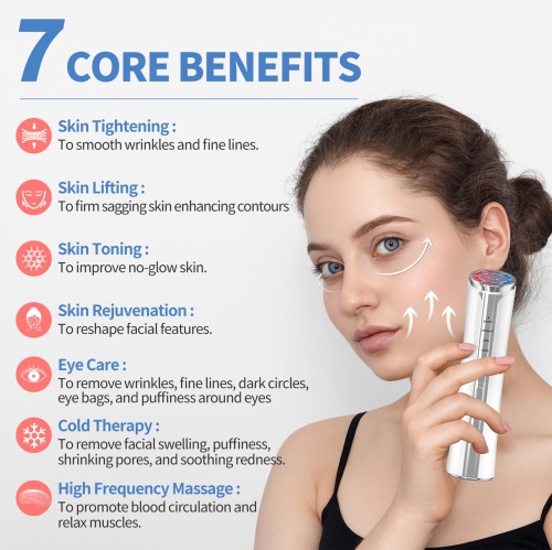 Microcurrent Facial Device, Facial Massager, Home Use Skin Tightening Machine Light Therapy for Face Eye Neck Lifting Skin Care Tool