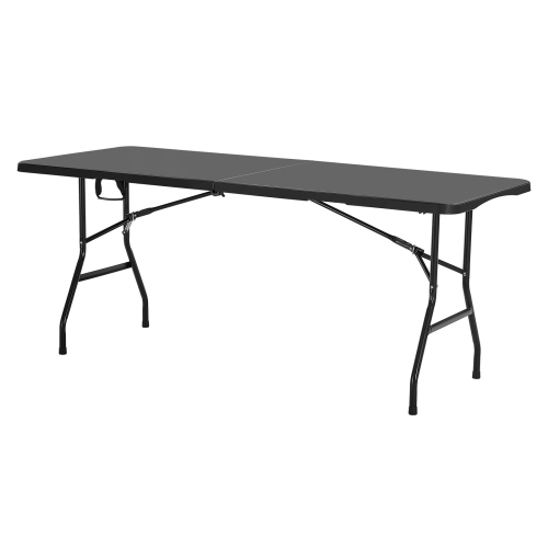VEVOR 6 Ft Folding Table,Heavy Duty Portable Fold-in-Half Utility Table, Indoor Outdoor Plastic Rectangle Table with Built in Handle, for Party,