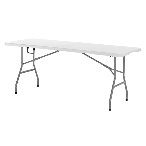VEVOR 6 Ft Folding Table,Heavy Duty Portable Fold-in-Half Utility Table, Indoor Outdoor Plastic Rectangle Table with Built in Handle, for Party,