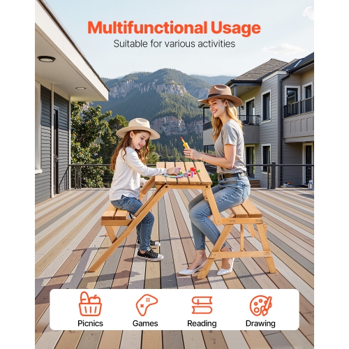 &nbsp;&nbsp;&nbsp;&nbsp;Table de pique-nique transformable 2-en-1 VEVOR,&nbsp;&nbsp;&nbsp;&nbsp;&nbsp;&nbsp;ensemble table et banc en