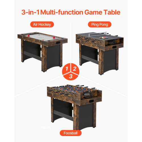 VEVOR 3-in-1 Combo Game Table Set,54" Air Hockey Table, Multi Combination Table with Air Hockey, Ping Pong,Foosball,Pushers & Pucks, Air Powered