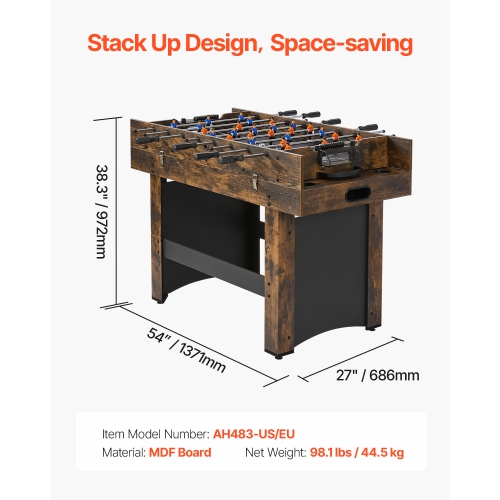 VEVOR 3-in-1 Combo Game Table Set,54" Air Hockey Table, Multi Combination Table with Air Hockey, Ping Pong,Foosball,Pushers & Pucks, Air Powered