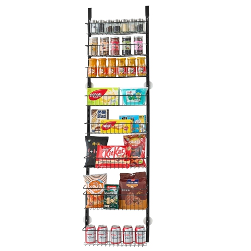 VEVOR 9-Tier Over the Door Pantry Organizer, Pantry Organization and Storage, Heavy-Duty Steel Hanging Spice Rack, Adjustable Wall Seasoning Shelves,