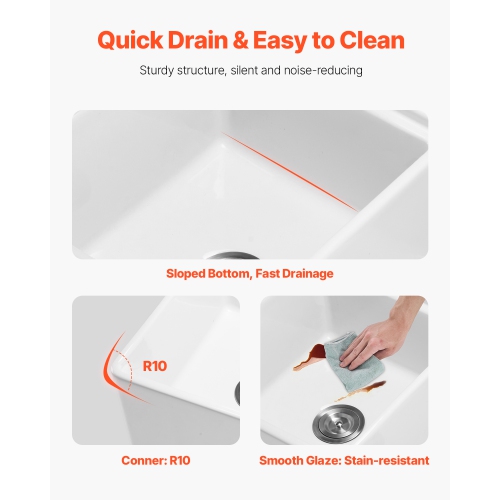 VEVOR 33x20 inch Farmhouse Sink,White Sink Workstation,Fireclay Undermount Basins, Apron Front Double Bowl Basin with Multiple Accessories,Large