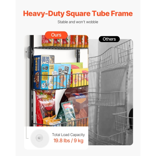 VEVOR 6-Tier Over the Door Pantry Organizer, Pantry Organization and Storage, Heavy-Duty Steel Hanging Spice Rack, Adjustable Wall Seasoning