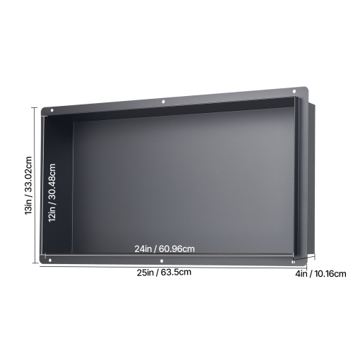 VEVOR 13 x 25 x 4 inch Shower Niche,Frameless Recessed Wall Niche, Heavy-duty Stainless Steel Modern Shampoo Storage Organizer, Sealed Waterproof,