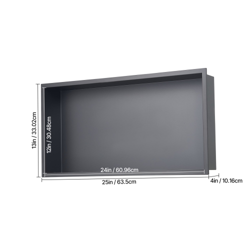 VEVOR 13 x 25 x 4 inch Shower Niche, Recessed Wall Niche, Heavy-duty Stainless Steel Modern Soap & Shampoo Storage Organizer, Sealed Waterproof,