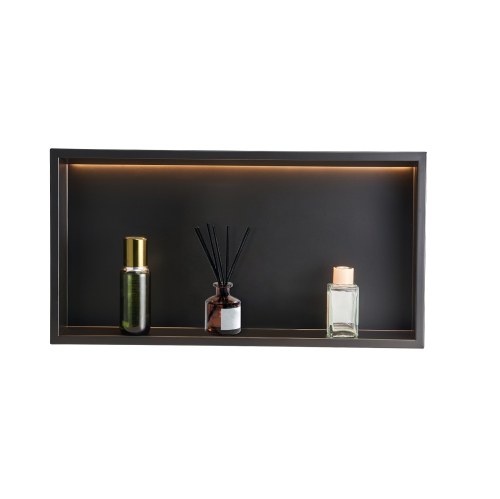 VEVOR  13 X 25 X 4 Inch Shower Niche, Recessed Wall Niche w Led Strip, Heavy-Duty Stainless Steel Modern Shampoo Storage Organizer, Sealed