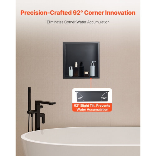 VEVOR 13 x 13 x 4 inch Shower Niche, Recessed Wall Niche, Heavy-duty Stainless Steel Modern Soap & Shampoo Storage Organizer, Sealed Waterproof,