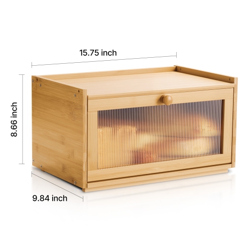 VEVOR Bread Box for Kitchen Counter, Large Capacity Bamboo Bread Storage Container, Farmhouse Wooden Breadbox Organizer for Homemade Bread, Storage